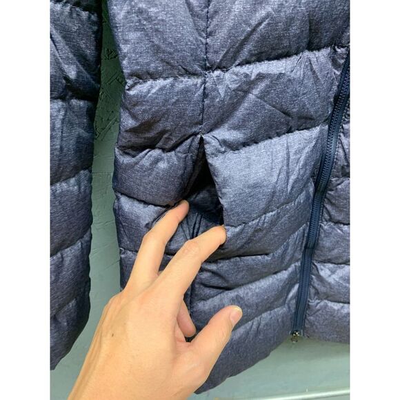 Eddie Bauer Down Parka Puffer Coat Women’s Navy Blue Winter Hooded Jacket Size S - Picture 5 of 13